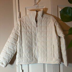 Women's Pink Lily Quilted Puffer Jacket - Cream / Off-White - Zip Front - Medium
